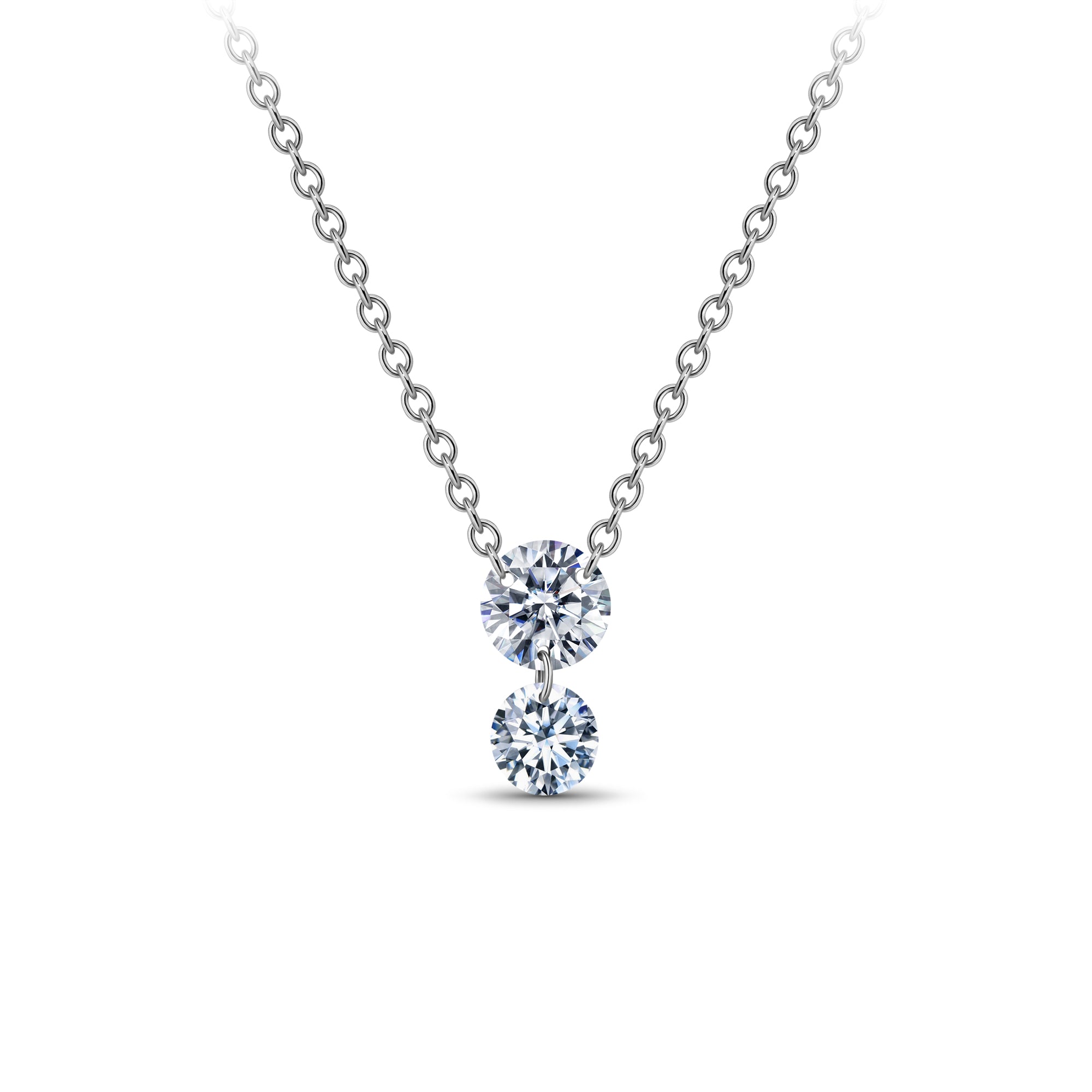 Floating Lab-Grown Diamond Drop Necklace in Sterling Silver