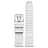 White watch strap with buckle on a white background