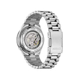 Citizen Tsuyosa Automatic 40mm Men's Watch NJ0231-56L - The stainless steel bracelet is fitted with a fold-over clasp and push-button release for a secure, adjustable fit. A transparent case back reveals the automatic movement inside.