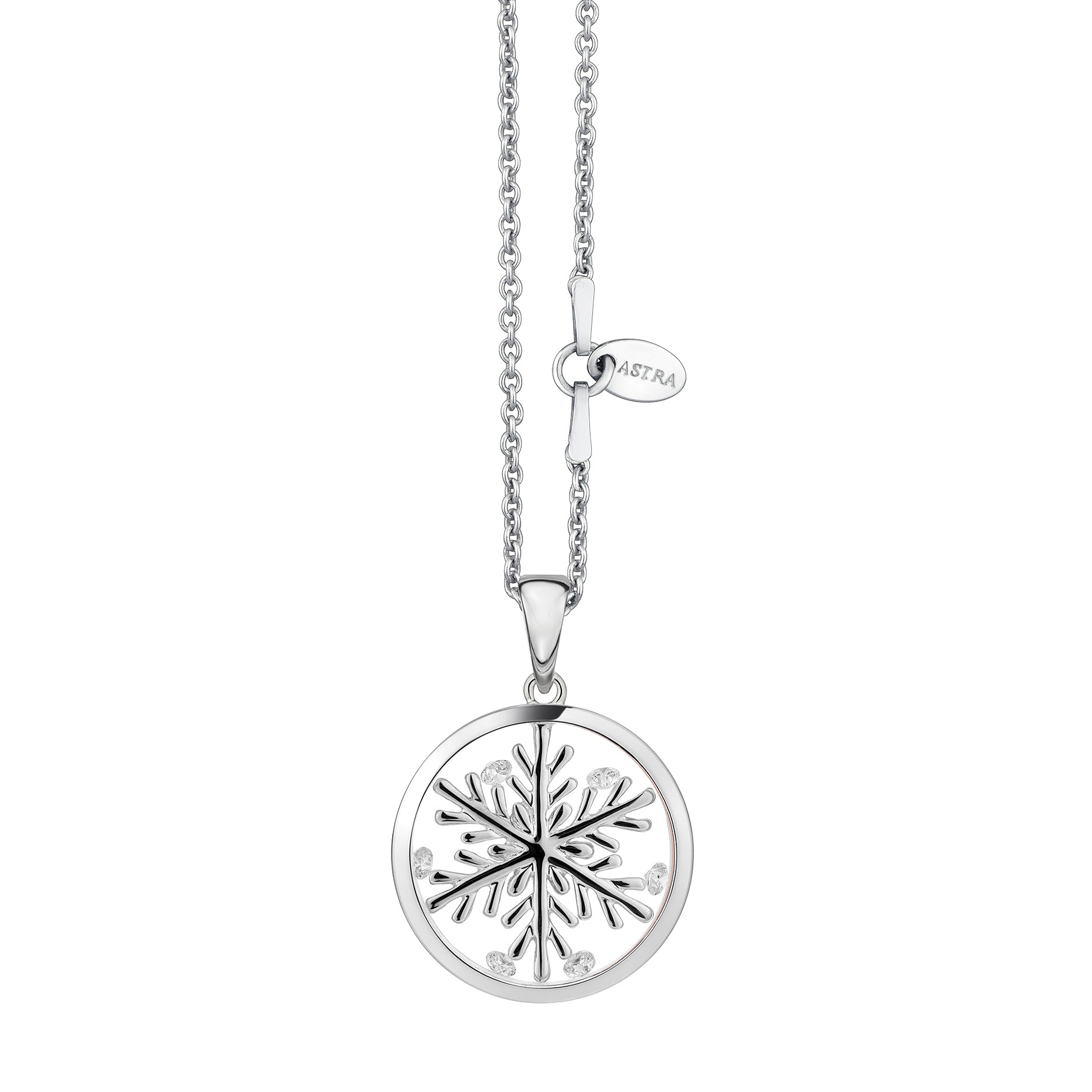 ASTRA Lucky Snowflake Cubic Zirconia Pendant in Sterling Silver