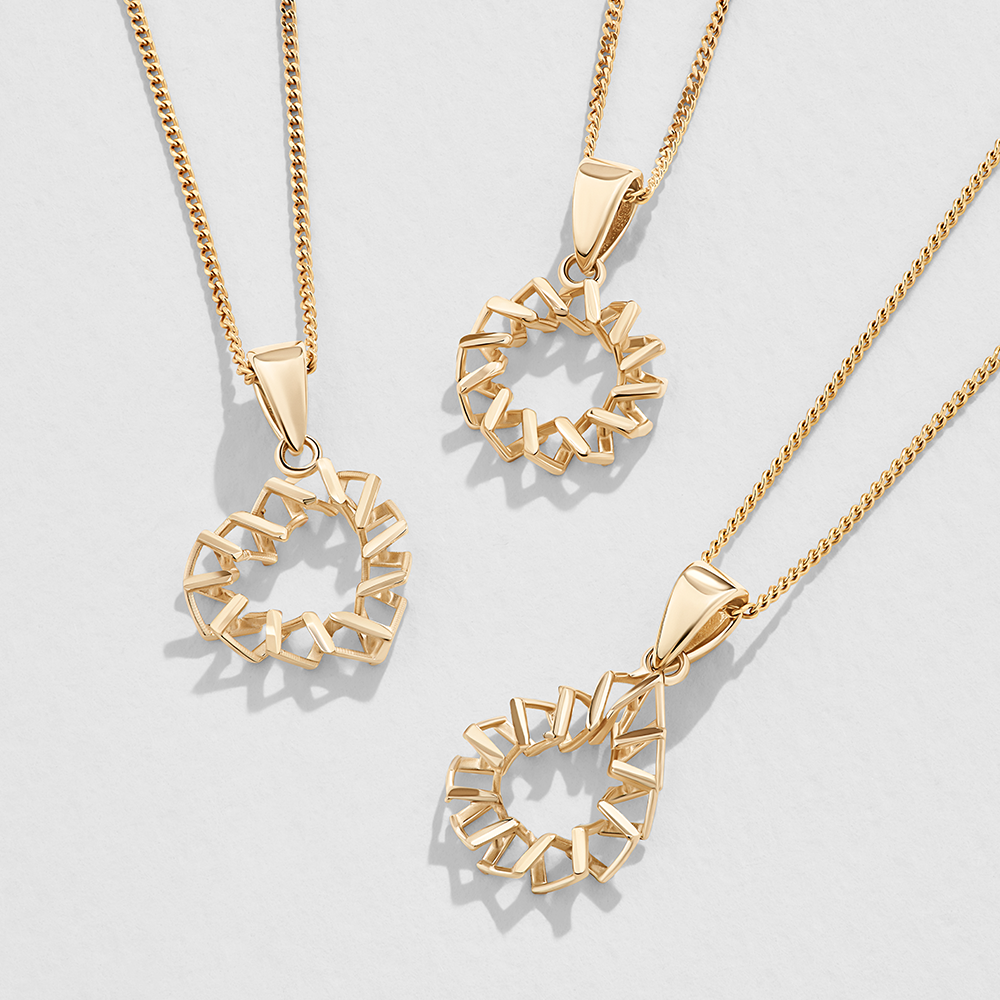 Diamond Cut Open Circle Pendant in 9ct Yellow Gold