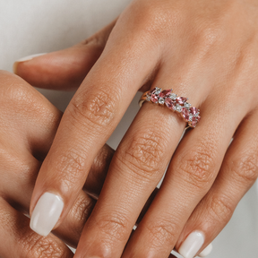 Pink Tourmaline & 0.30ct TW Diamond Ring in 9ct Yellow Gold