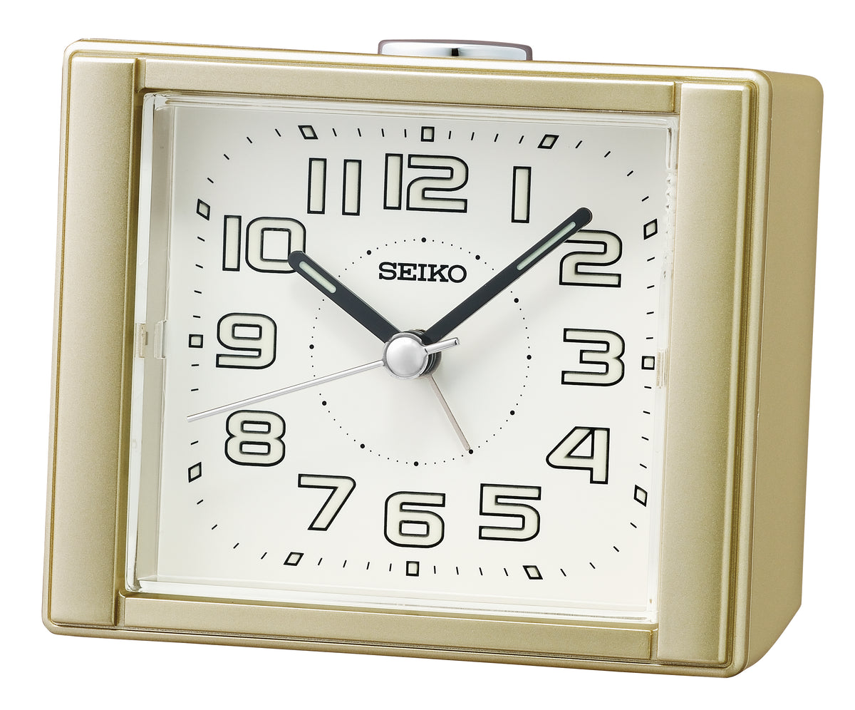 Seiko Rectangular White Quartz Alarm Clock QHE189-G