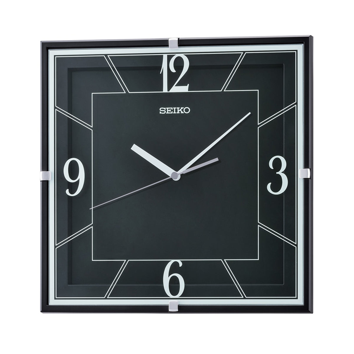 Seiko Square Black Resin Wall Clock QXA821-K