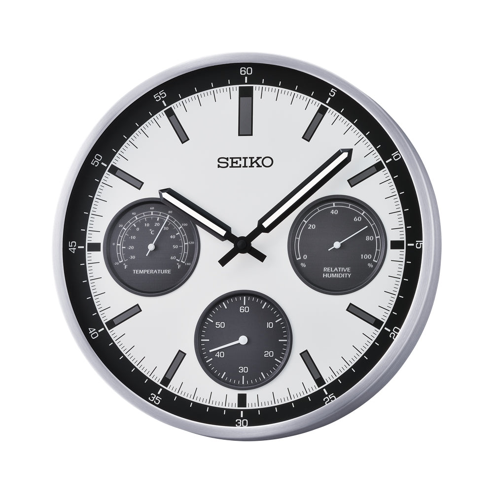 Seiko Round Silver Resin Wall Clock QXA823-S