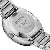 Rado DiaStar Original 30mm R12170113 caseback view – pressed stainless steel caseback, Swiss made Rado R586 automatic movement with 48-hour power reserve
