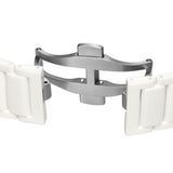 Rado True Square Automatic Open Heart Sparkling 38mm R27073722 bracelet detail – polished white high-tech ceramic bracelet with titanium three-fold clasp