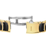 Rado Centrix Open Heart Diamonds 35mm R30032752 bracelet detail – black and gold-tone bracelet with folding clasp