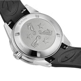 Rado Captain Cook 39mm R32223229 caseback view – screw-down stainless steel caseback, Swiss made Rado R763 automatic movement with 80-hour power reserve