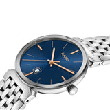 Rado Florence 30mm R48913203 side profile – slim 7.8mm polished stainless steel case, stainless steel crown, curved sapphire crystal with bevelled silver-coloured frame