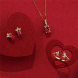 0.10ct TW Created Ruby & Diamond Dress Ring in 9ct Yellow Gold