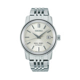 King Seiko SJE089J men's stainless steel automatic watch with silver sunray dial and date window