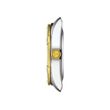 Tissot PR 100 Sport Chic 36mm T101.910.22.111.00 side profile – two-tone yellow gold PVD and steel case, sapphire crystal, slim 9mm profile, two-tone bracelet