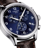 Tissot Chrono XL Classic 45mm T116.617.16.047.00 side profile – 316L stainless steel case, chronograph pushers, scratch-resistant sapphire crystal, bold 45mm sport profile, brown leather strap