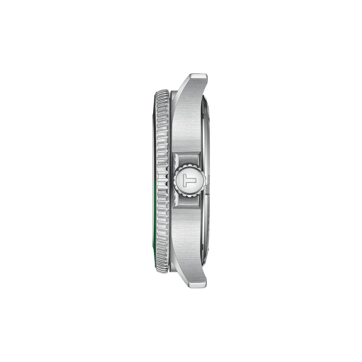 Tissot Seastar 1000 GMT 40mm T120.852.11.051.00 side profile – 316L stainless steel case, screw-down crown, sapphire crystal, bold sport watch profile, grey stainless steel bracelet