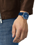 Tissot Seastar 2000 44mm T120.907.17.041.00 worn on wrist – blue gradient dial, silver stainless steel case with blue ceramic bezel, blue rubber strap, bold 44mm professional dive watch shown on wrist