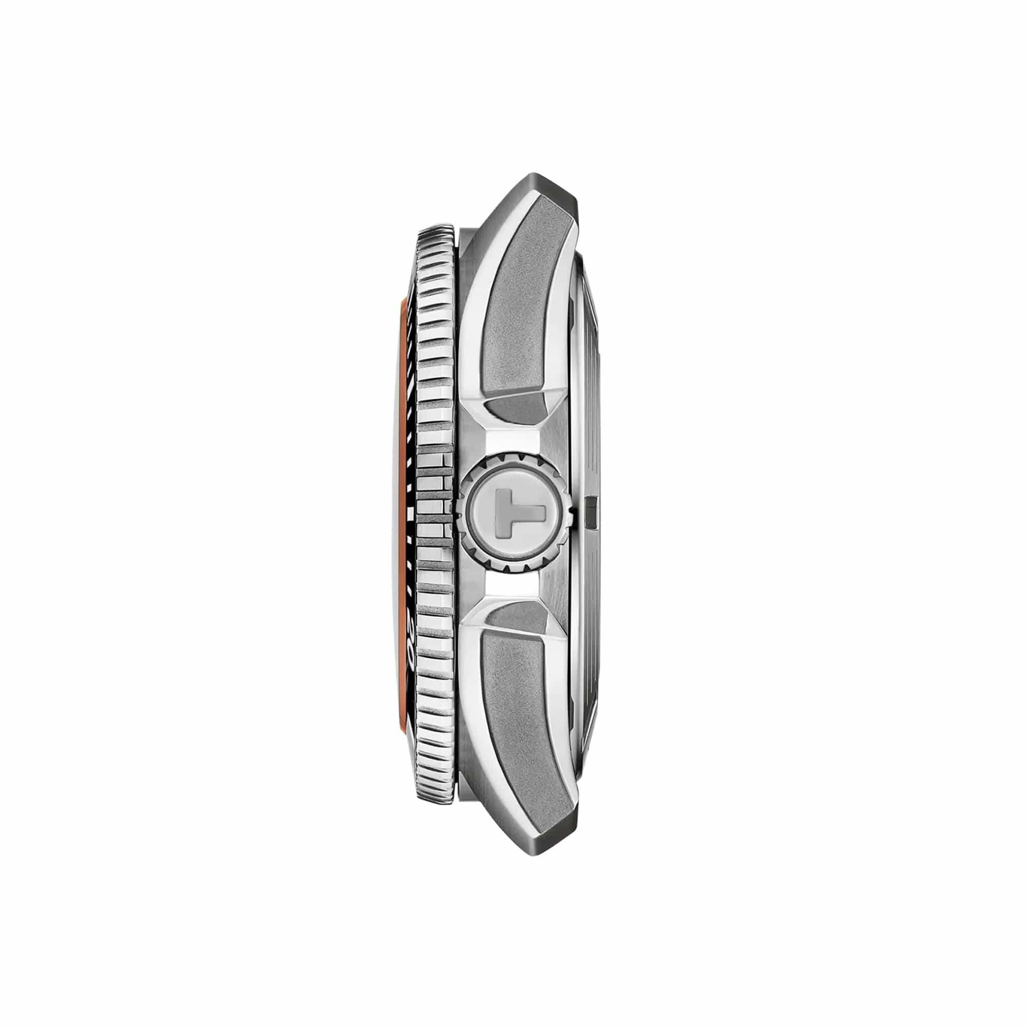 Tissot Seastar 2000 44mm T120.907.17.281.00 side profile – 316L stainless steel case, screw-down crown with helium escape valve, sapphire crystal, black rubber strap