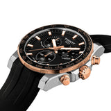 Tissot Supersport Chrono 42mm T125.417.27.051.00 side profile – 316L stainless steel case with rose gold PVD coating, chronograph pushers, sapphire crystal with antireflective coating, angular sport profile