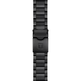 Tissot Supersport Chrono 45.5mm T125.617.33.051.00 bracelet detail – black PVD stainless steel bracelet with folding clasp, safety lock, diver extension and interchangeable quick-release system