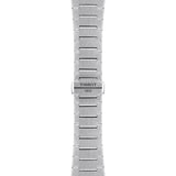 Tissot PRX Automatic Chronograph 42mm T137.427.11.041.01 bracelet detail – 316L stainless steel integrated bracelet with butterfly clasp, push-buttons and interchangeable quick-release system