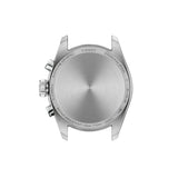 Tissot PR 100 36mm T150.217.11.111.00 caseback view – 316L stainless steel, Swiss made, water resistant to 100m, model reference T150.217.11.111.00