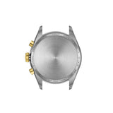 Tissot PR 100 40mm T150.417.22.041.00 caseback view – 316L stainless steel with gold PVD coating, Swiss made, water resistant to 100m, model reference T150.417.22.041.00