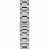 Stainless steel bracelet of the Tissot PRC 100 Solar unisex watch featuring a brushed and polished finish with secure folding clasp.