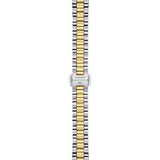 Tissot Desir 28mm T152.010.22.116.00 bracelet detail – jewel-like flexible stainless steel bracelet with yellow gold PVD coating and butterfly clasp with push-buttons