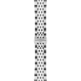 Tissot Visodate 39mm T157.407.11.041.00 bracelet detail – grey stainless steel grains of rice bracelet with butterfly clasp, push-button safety and interchangeable quick-release system