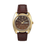 The Timex Q Timex Dress 37mm Watch TW2Y87200 features a brown dial in a round case, finished in a rich Gold PVD plating for a warm, polished shine.