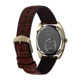 The Timex Q Timex Dress 37mm Watch TW2Y87200 features a leather strap secured with a classic buckle clasp for a comfortable, adjustable fit.