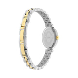 The Timex Cavatina Quartz 19mm Women’s Watch TW2Y90200 has a two-tone stainless steel bracelet with removable links, so the fit can be adjusted in seconds. The silver and gold-tone links echo the case.