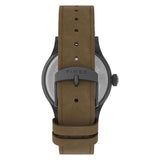 The Timex x Looney Tunes Expedition Quartz 40mm Watch TW2Y99400 has a comfortable brown leather strap. The strap matches the warm brown dial.