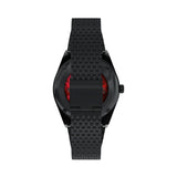The Timex x Harry Potter Sorcerer’s Stone 38mm Quartz Watch TW2Y99700 has a brushed black IP-coated stainless steel bracelet that can be adjusted for a custom fit. It matches the black case.