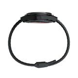 The Timex x Harry Potter Sorcerer’s Stone 38mm Quartz Watch TW2Y99700 shows its round black IP-coated stainless steel case from the side. A vintage-style domed acrylic crystal covers the red dial.