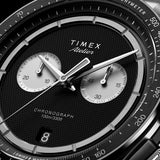 The Timex Atelier Quartz Chronograph Men's 40mm Watch TW6A06900 suits considered, design-led dressing, worn for the office or elevated everyday wear. The black guilloché dial and steel bracelet bring refined sophistication to any outfit.