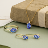 Tanzanite & Diamond Ring in 9ct Yellow Gold
