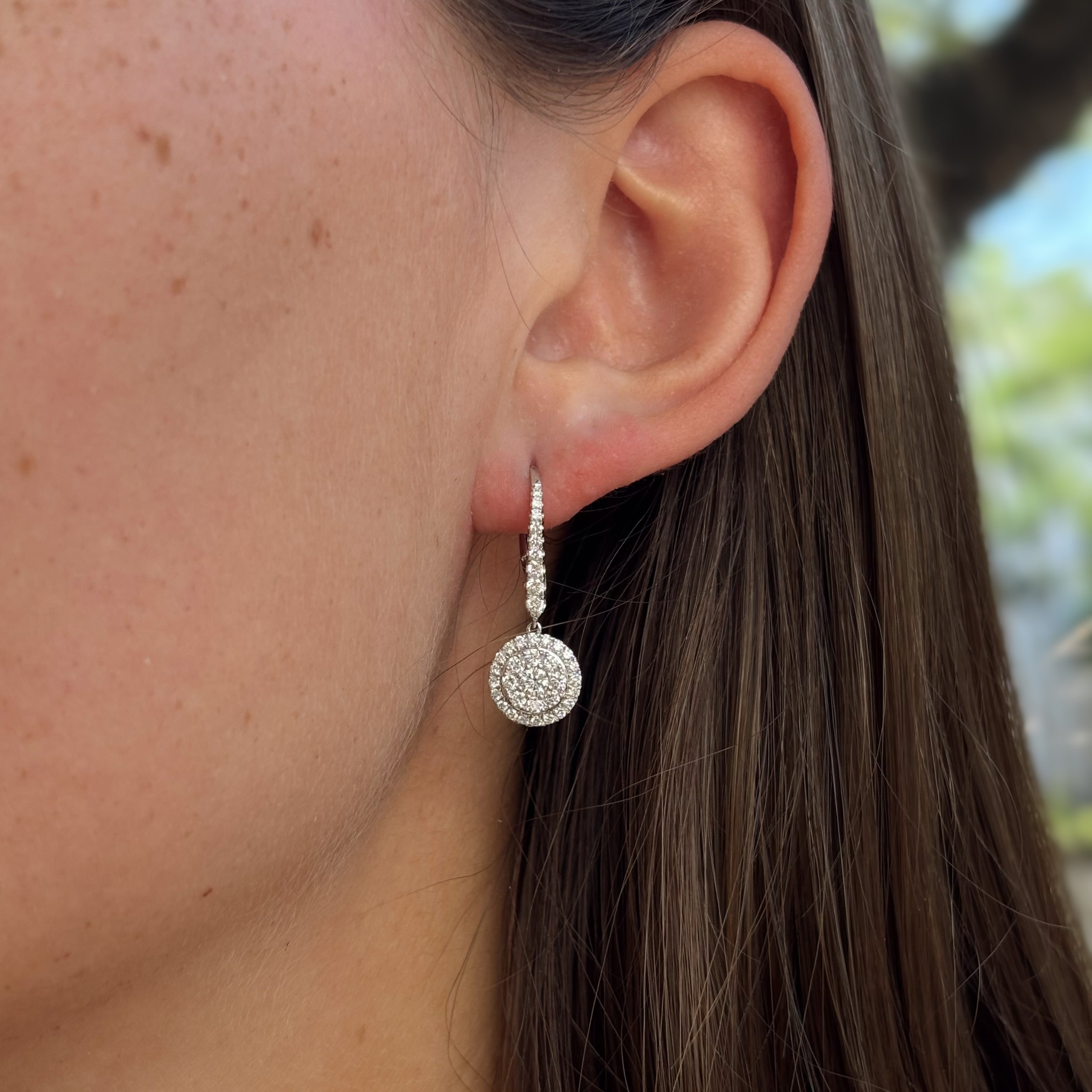 Everlasting 1.00ct TW Round Brilliant Lab-Grown Diamond Double Halo Drop Earrings in 9ct White Gold