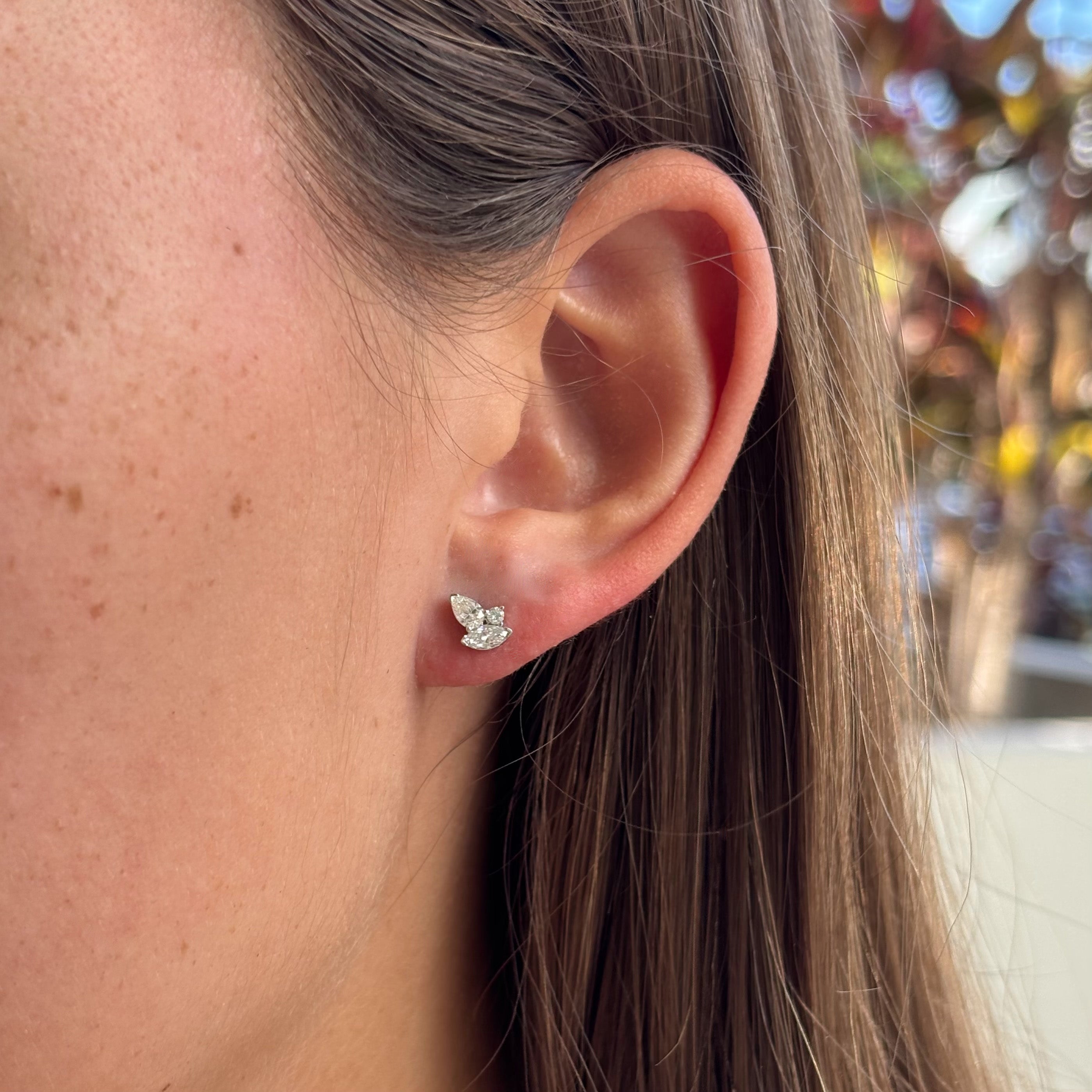 0.50ct TDW Lab-Grown Diamond Cluster Stud Earrings in 9ct White Gold