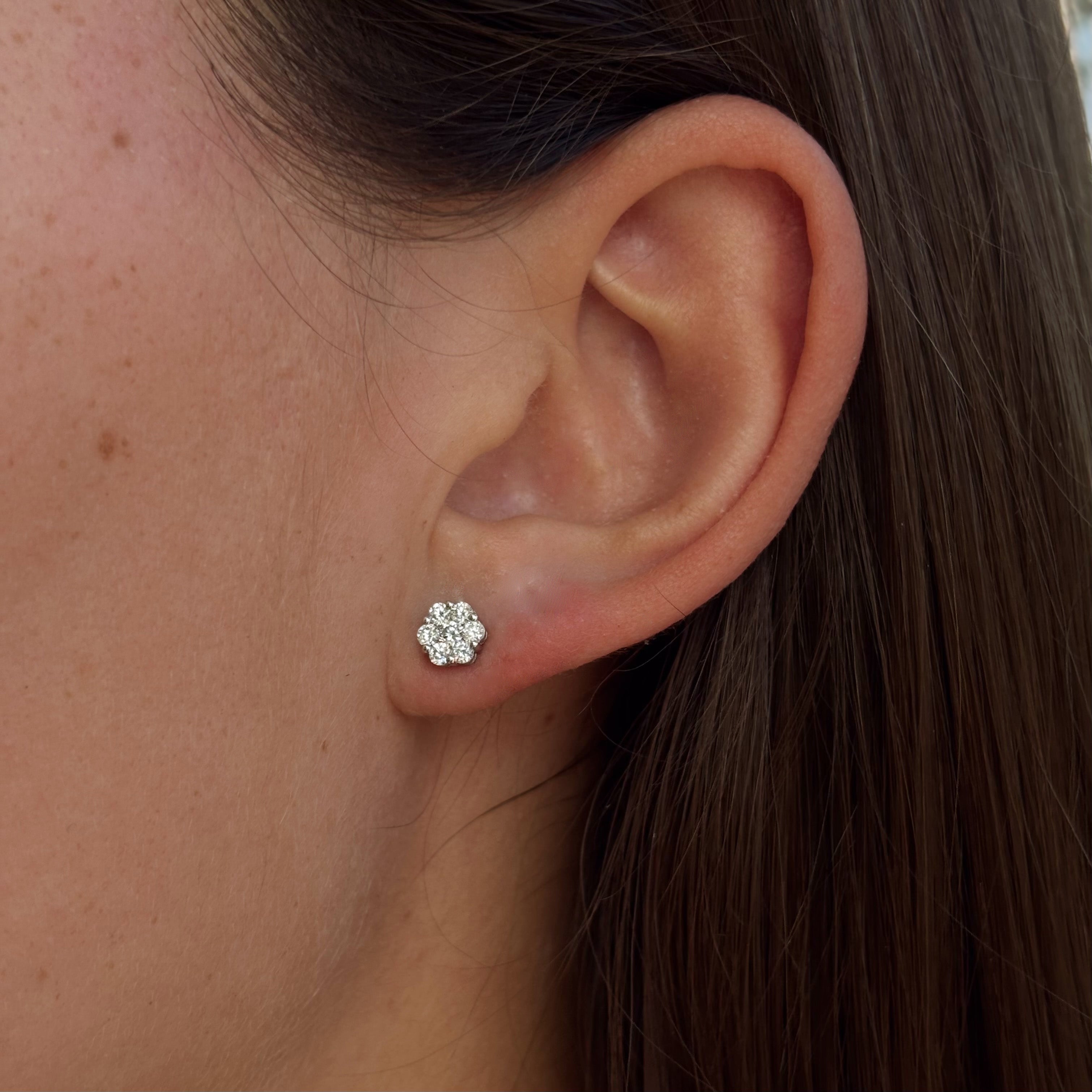 0.77ct TW Cluster Lab-Grown Diamond Pendant and Earrings Set in 9ct White Gold