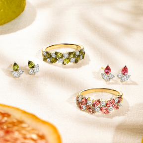 Pink Tourmaline & 0.30ct TW Diamond Ring in 9ct Yellow Gold