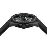 TAG Heuer Aquaracer Professional 200 Solargraph WBP1112.FT6199 photographed from a side profile, showing the case thickness and screw-down crown. The black rubber strap and carbon fiber bezel are visible together in frame.