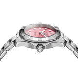 TAG Heuer Aquaracer Professional 200 Solargraph WBP1318.BA0005 photographed from a side profile, showing the case thickness and screw-down crown. The steel bracelet and bezel riders are visible together in frame.