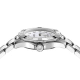 TAG Heuer Aquaracer Professional 100 Solargraph WBP141H.BA0049 steel watch with white mother-of-pearl diamond dial and solar-powered quartz movement.