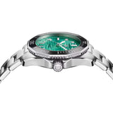 TAG Heuer Aquaracer Professional 300 Date WBP231K.BA0618 photographed from a side profile, showing the case thickness and screw-down crown. The steel bracelet and bezel are visible together in frame.