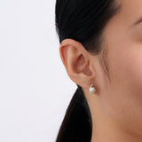 Freshwater Pearl & Diamond Stud Earrings in 9ct Yellow Gold