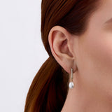 Freshwater Baroque Pearl & Cubic Zirconia Drop Huggie Earrings in 9ct Yellow Gold