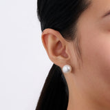11mm Freshwater Pearl Button Stud Earrings in Sterling Silver