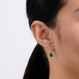 Created Emerald Pear Earrings in 9ct Yellow Gold