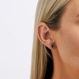 Created Emerald Studs in 9ct Yellow Gold